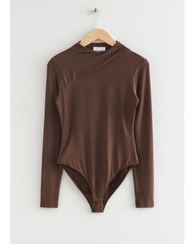 & Other Stories Fitted Rouched Bodysuit - Brown