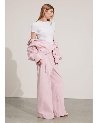 & Other Stories Relaxed Belted Trousers - Pink
