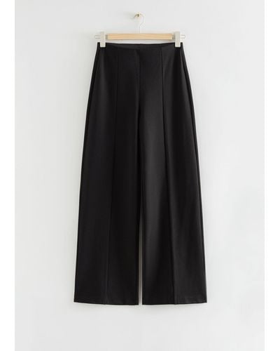 & Other Stories Wide Leg Tailored Trousers - Black