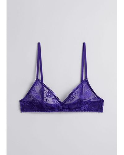 & Other Stories Floral Lace Soft Bra - Purple