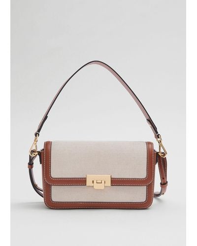 & Other Stories Leather Canvas Crossbody Bag - Natural