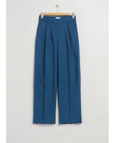 & Other Stories Straight-leg Pleated Pants - Blue