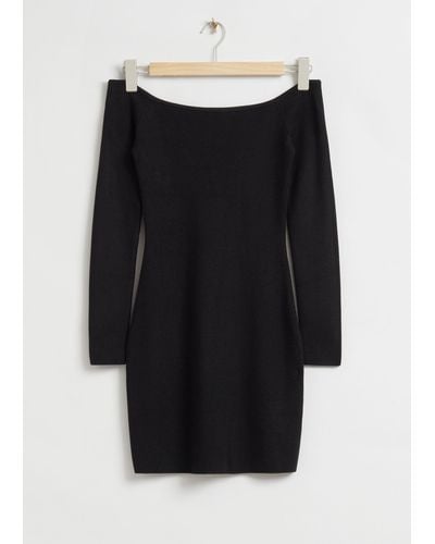 & Other Stories Fitted Mini Dress - Black