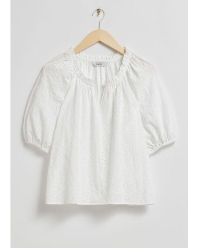 & Other Stories Loose-fit Frilled Edge Blouse - White