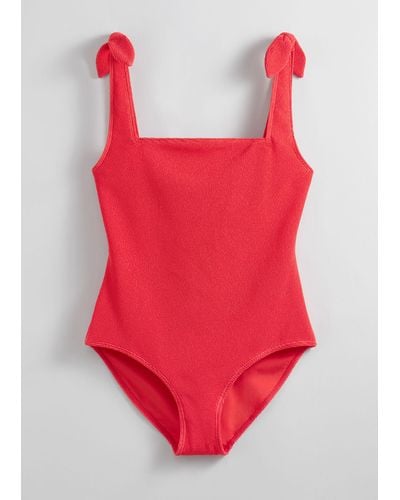 & Other Stories Textured Bow Tie Swimsuit