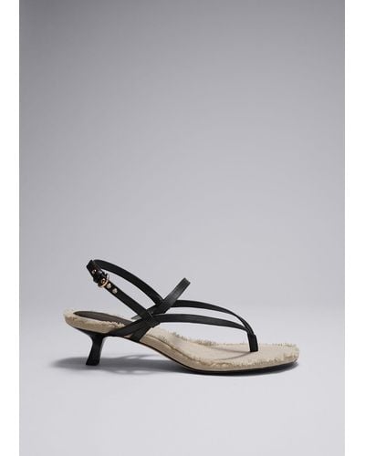 & Other Stories Fringed Leather Sandals - Grey