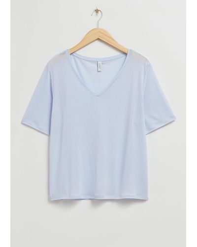 & Other Stories Crossover V-neck T-shirt - Blue
