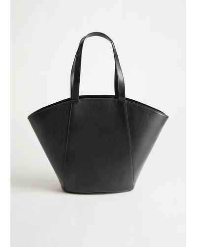 & Other Stories Large Topstitched Tote Bag - Black