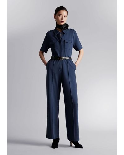 & Other Stories Casual Short-sleeved Jumpsuit - Blue