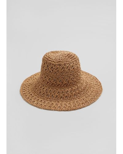 & Other Stories Crochet Straw Hat - Brown