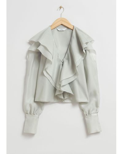 & Other Stories Frilled Blouse - Grey