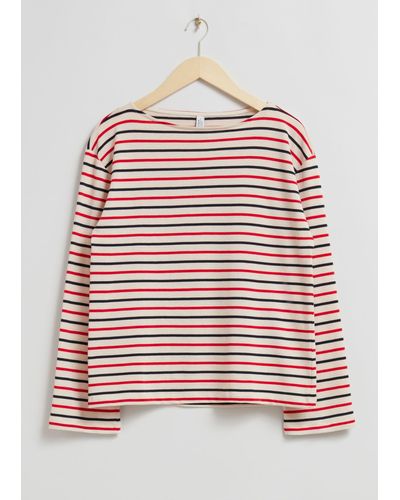 & Other Stories Striped Jersey Top - Gray
