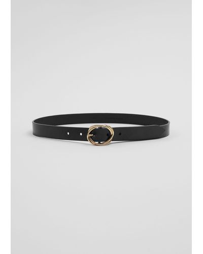 & Other Stories Knot Buckle Leather Belt - Grey