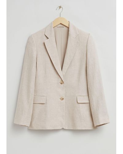 & Other Stories Single-breasted Linen Blazer - Natural