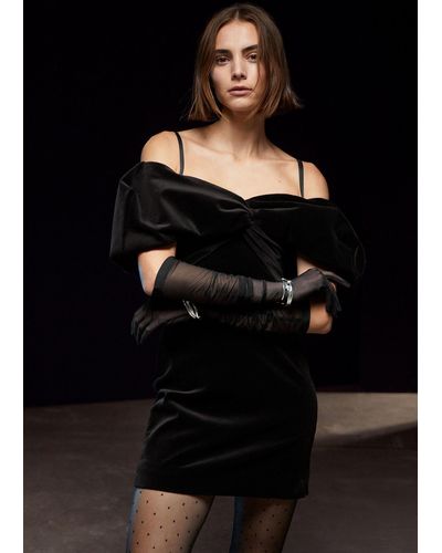 & Other Stories Off-shoulder Velvet Mini Dress - Black