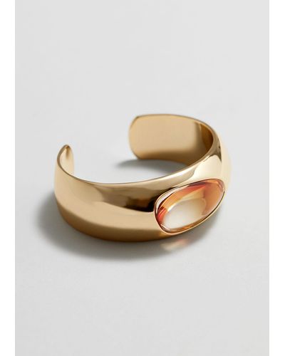 & Other Stories Embellished Cuff Bangle - Natural