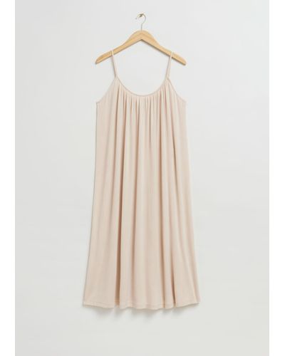 & Other Stories Gathered Detail Strappy Dress - Natural