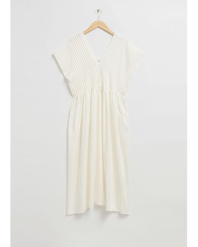 & Other Stories Pleated Midi Kaftan Dress - White