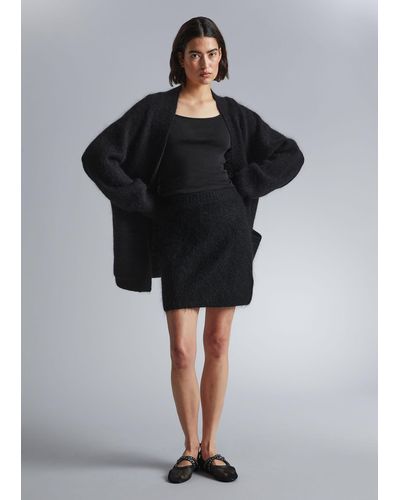 & Other Stories Fuzzy Knit Mini Skirt - Black