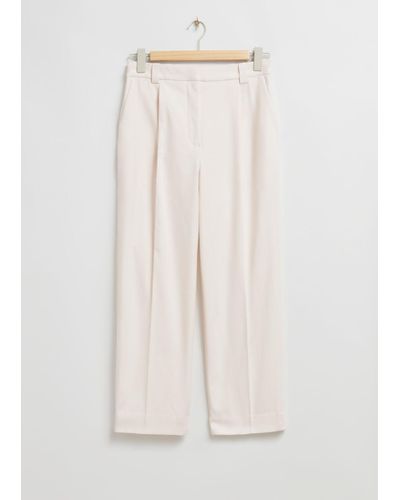 & Other Stories Pleated Straight Leg Pants - Gray