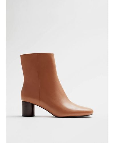 & Other Stories Leather Ankle Boots - Brown
