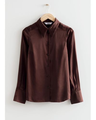 & Other Stories Relaxed Satin Shirt - Brown