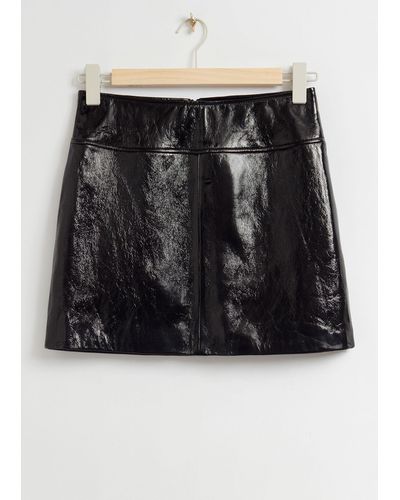 & Other Stories Patent Leather Mini Skirt - Black