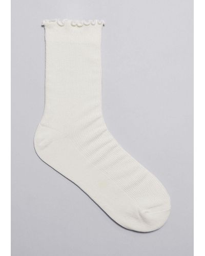 & Other Stories Rib Knit Frill Socks - White