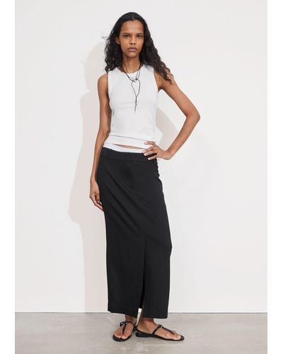 & Other Stories Tailored Pencil Midi Skirt - Black