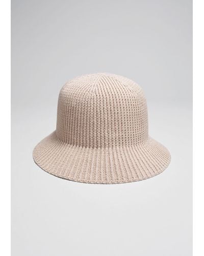 & Other Stories Rib Knitted Bucket Hat - Natural