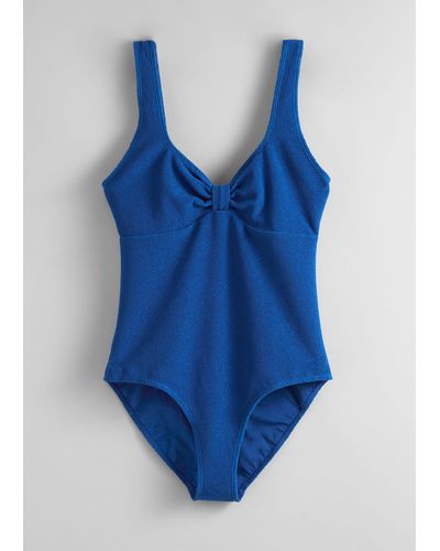 & Other Stories Textured Swimsuit - Blue