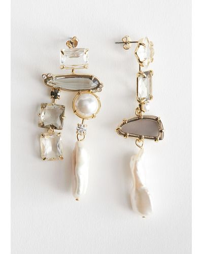 & Other Stories Boucles d'oreilles pendantes avec perles en strass - Neutre