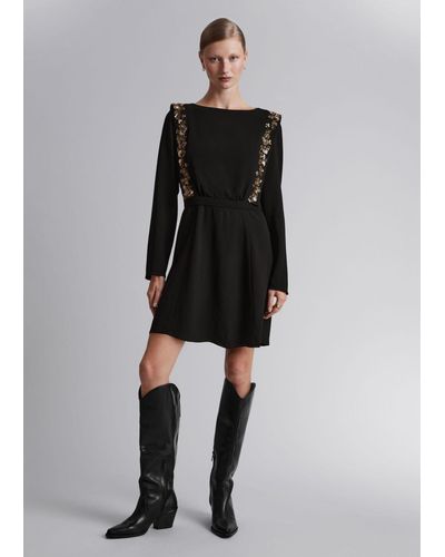 & Other Stories Sequin-embroidered Mini Dress - Black
