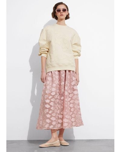 & Other Stories Floral-appliqué Midi Skirt - Pink