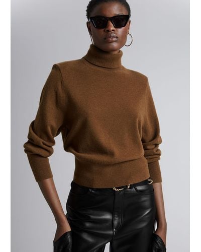 & Other Stories Merino Turtleneck Knit Sweater - Brown