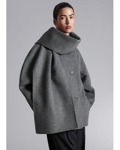 & Other Stories Wool Scarf Jacket - Grey