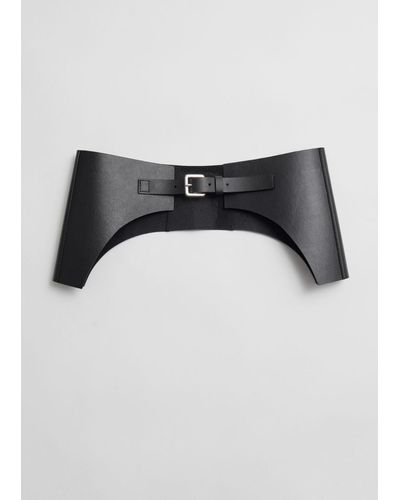 & Other Stories Leather Corset Belt - Black