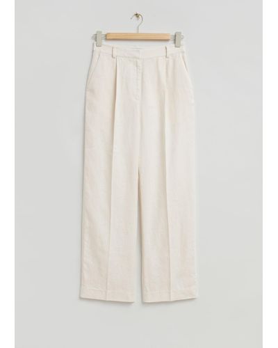 & Other Stories Wide Linen Pants - White