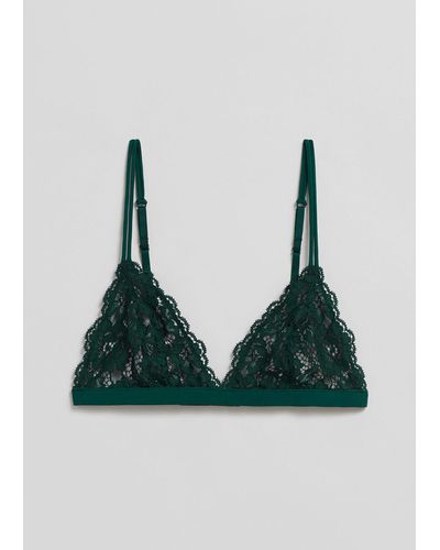 & Other Stories Scalloped Lace Soft Bra - Green