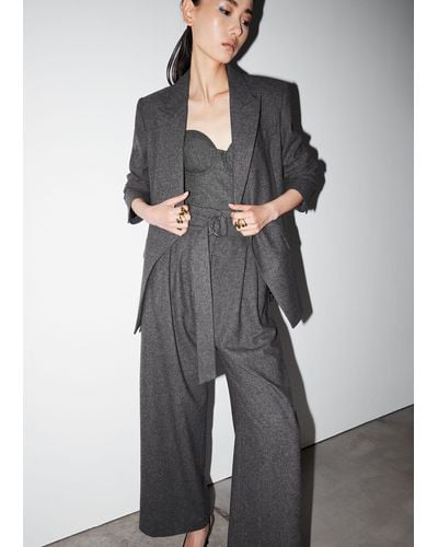 & Other Stories Wide Paperbag-waist Trousers - Grey