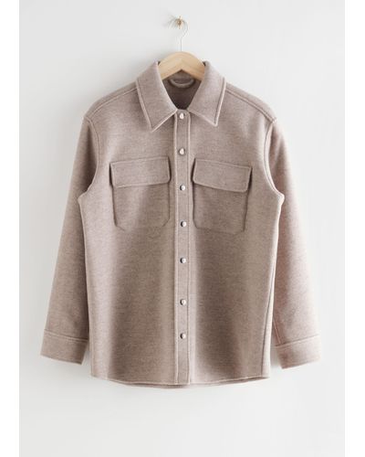 & Other Stories Oversized Wool Blend Overshirt - Blue