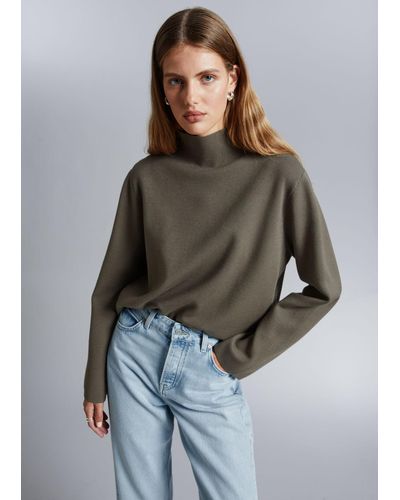 & Other Stories Boxy Turtleneck Knit Sweater - Brown
