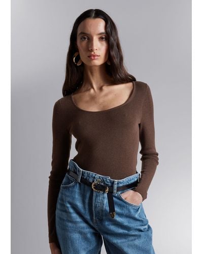 & Other Stories Fitted Scoop-neck Top - Blue