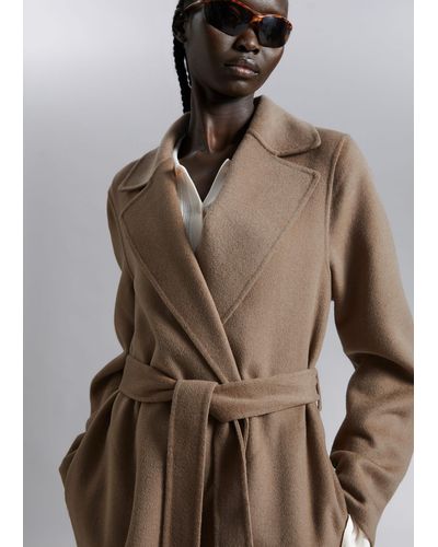 & Other Stories Short Belted Coat - Brown