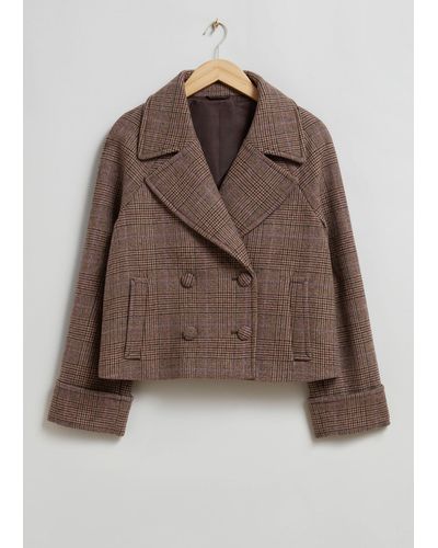 & Other Stories Cropped Pea Coat - Brown