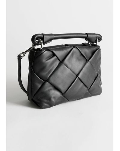 & Other Stories Braided Leather Crossbody Bag - Gray