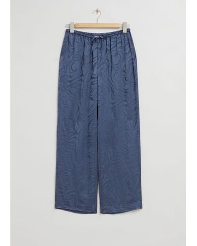 & Other Stories Jacquard Patterned Drawstring Pants - Blue