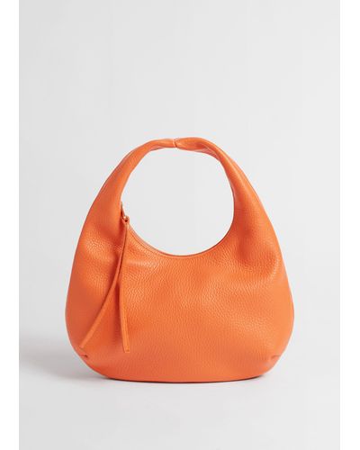 & Other Stories Leather Hand Bag - Orange