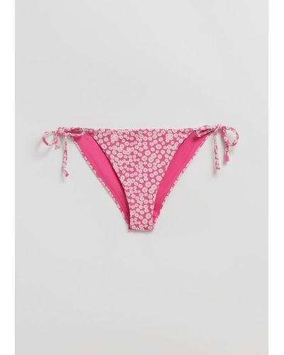 & Other Stories Textured Bikini Tie Briefs - Pink