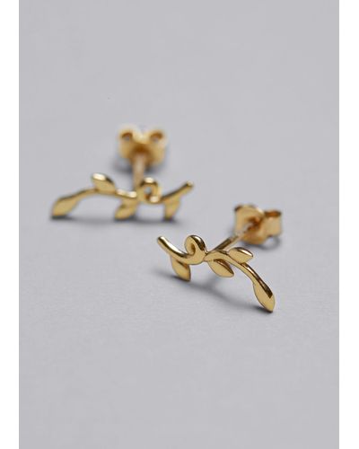 & Other Stories Leafy Stud Earrings - Metallic